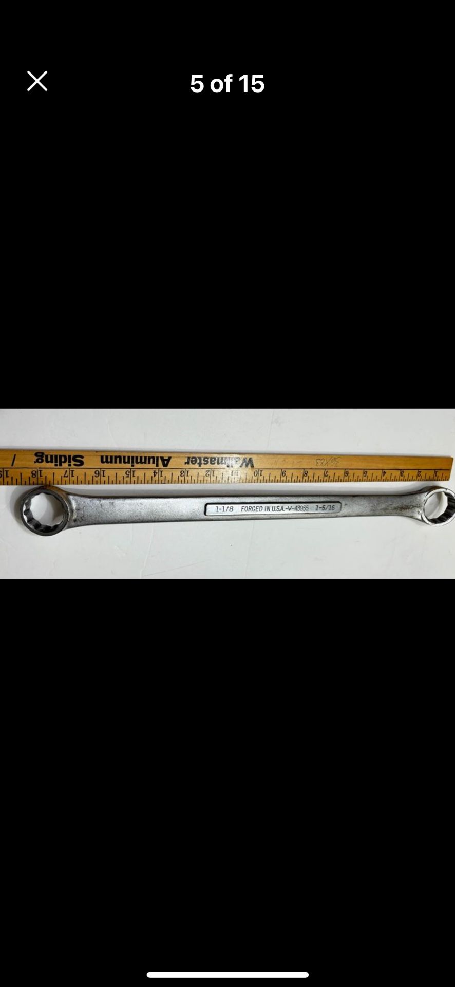 Vintage Tool  CRAFTSMAN  -V- Series FORGED IN  USA, Large/Jumbo Double Box  End Wrench.  1-1/8 to 1-5/16