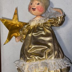 Annalee Doll Golden Angel Rare Retired Tree Topper Made USA HAND PAINTED