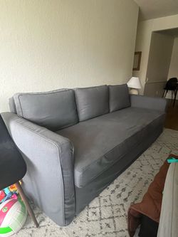 Grey slipcover Ikea sleeper sofa
