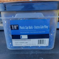 7/8" Plastic Cap Roofing Nail, Electrogalvanized, Diamond Point Ring Shank
