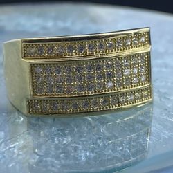 $725 Yellow Gold W Zirconia Square Statement Ring