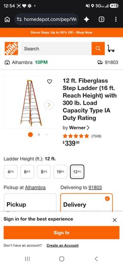 12' Werner Fiberglass and Metal Ladder