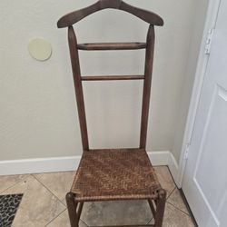Wood Valet Chair with Woven Seat