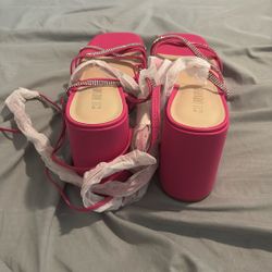 Hot Pink Tie Up Shoes 