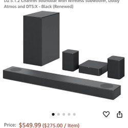 LG 5.1.2 Channel Soundbar with Wireless Subwoofer, Dolby Atmos and DTS:X - Black
