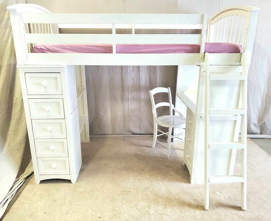 Twin Storage Loft Bed with Desk