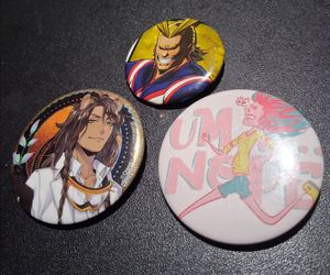 New Anime Button Pins - All Might, Leona, and Pink Character (3 pins)