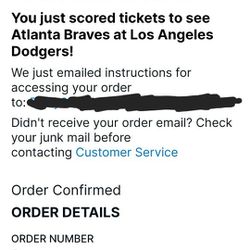 2 Dodger Vs Braves Tickets & Parking Pass For Tonites Game $130