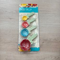 Pioneer Woman NWT Timeless Beauty Floral Stoneware Measuring Spoons 4 Piece Set