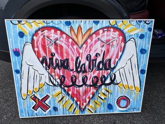 Mercedes Lagunas Original Acrylic Canvas Painting "Viva La Vida Amore"