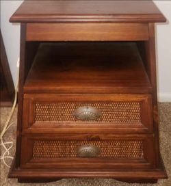 mahogany nightstand is from the Pier 1 Imports Pyramid Collection