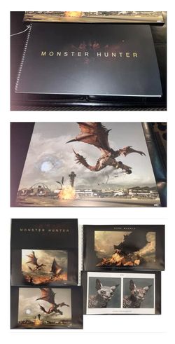 MOVIE MEMORABILIA - MONSTER HUNTER big spiraled table style notebook featuring 21 photos + 20x11 Plaque