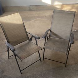 Patio Folding Chairs Pair 
