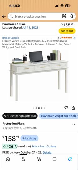 Modern Vanity Writing Desk with Drawers