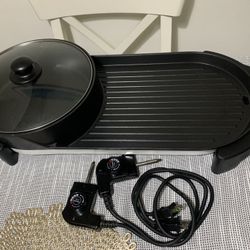 Shabu Shabu 2 in 1 BBQ Grill and Hot Pot Electric Korean BBQ Stove Grill Pot 