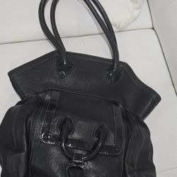 👜 Zac Posen Black Leather Handbag / Satchel + Dust Bag