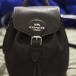 Coach Amelia Convertible Backpack Black Leather Small Crossbody Sling