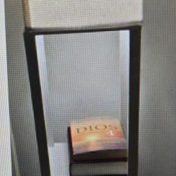 White or Brown Floor Lamp with Shelves