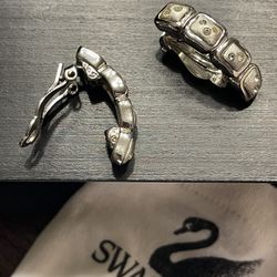 SWAROVSKI  silver tone crystal clip on earrings, perfect  condition 