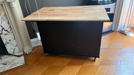 $200 Rolling Mobile Kitchen Island Cart with Storage & Set of 2 Tall Bar Stools