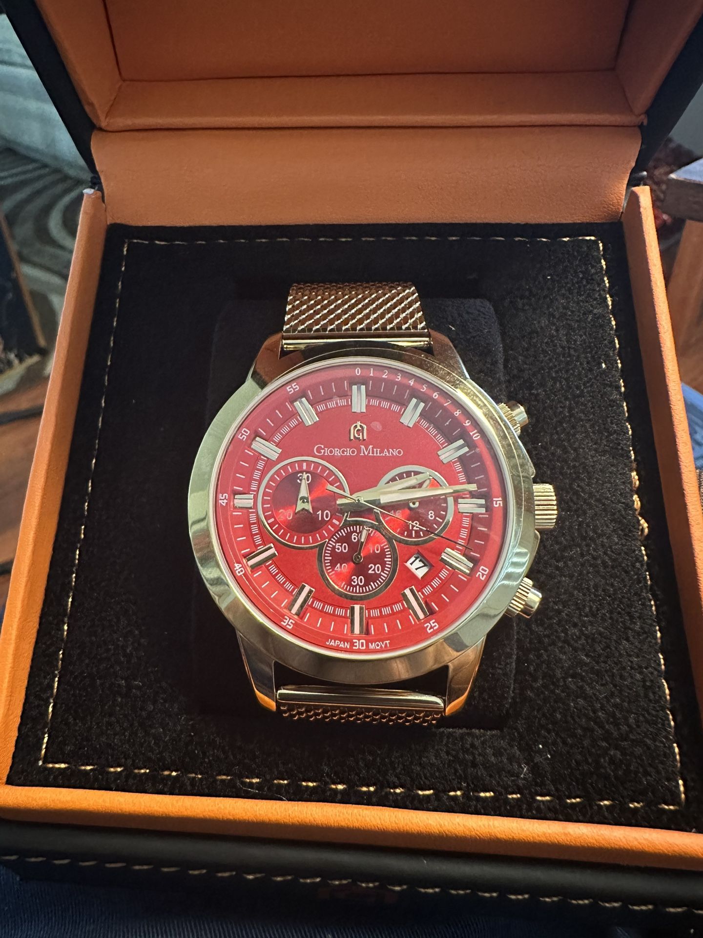 A Beautiful Giorgio Milano Gold Red Face Wrist Watch