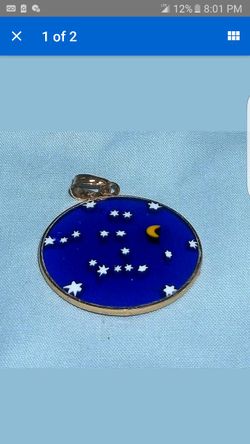 10k gold Murano glass pendant sun&stars