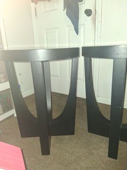Black Glass Top End Tables Set of 2