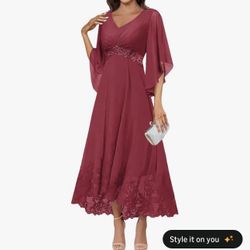 Desert Rose Chiffon/lace Tea Length Dress 