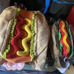 Large and medium dog hotdog costumes