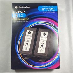 HP 902XL 2 Pack Black Ink Member's Mark Cartridges New