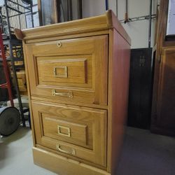 Oak File Cabinet - 2 Drawers