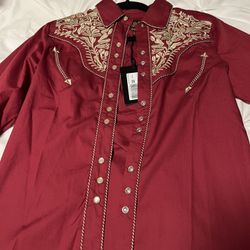 Señor De Los Cielos Burgundy Unisex Western Shirt