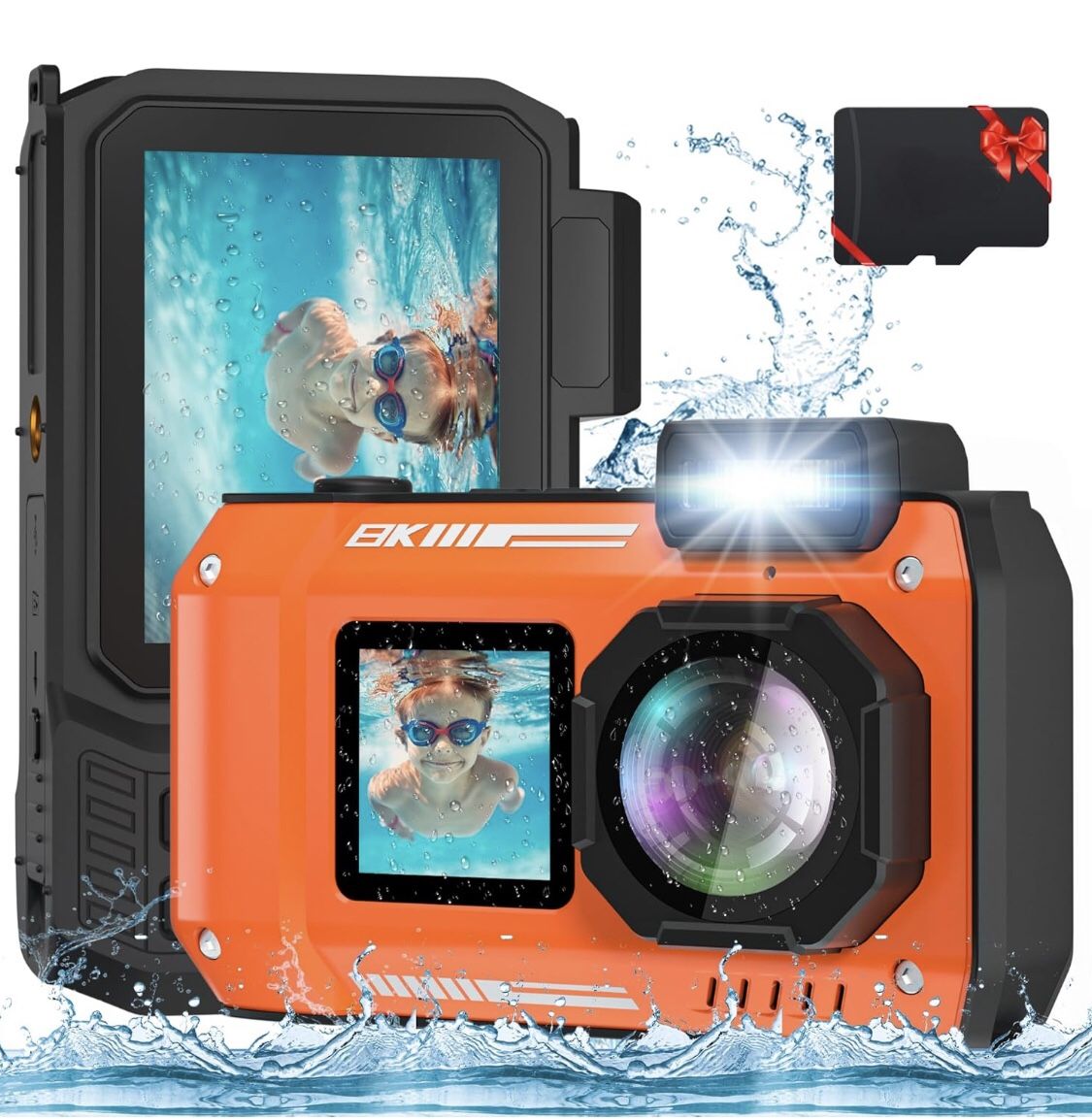 Upgraded 8K 70MP Underwater Camera with 32G Card, 33FT Camera Rugged Dustproof The product is an upgraded Nikon COOLPIX underwater camera with a 70MP