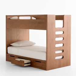 Modern wood Bunk bed with  storage