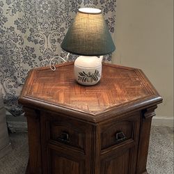 Solid Wood Vintage Side Table / End Table with Storage