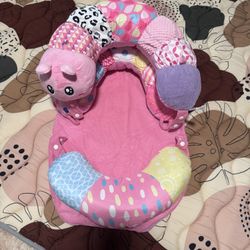 2 in 1 Baby Tummy Time Mat & Support Seated Pillow Infant Newborn Toys 0 1 2 3 4 5 6 Months Pink Caterpillar Sensory Developmental Playmat