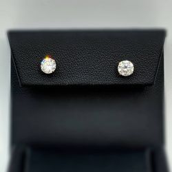14k yellow gold 1CTW CZ stone studs earrings