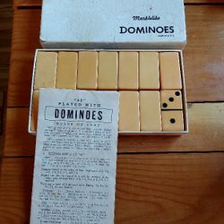 Vintage Puremco Marblelike Dominoes No. 616 Standard Ivory/Butterscotch

