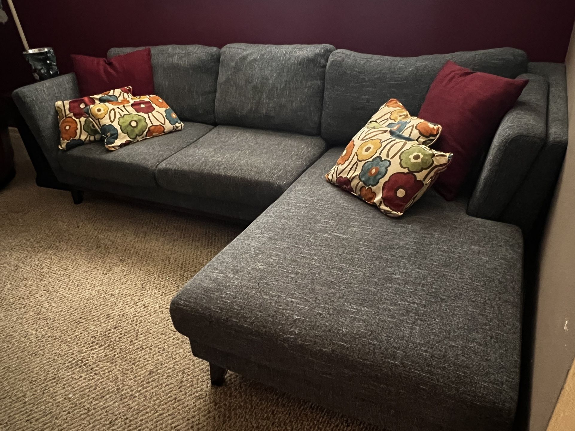 Solid Wood L Shaped Chaise Lounge Couch