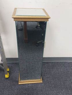 Mirrored Pedestal Stand Square Display Plant End Table Pedestal Large 36" Tall