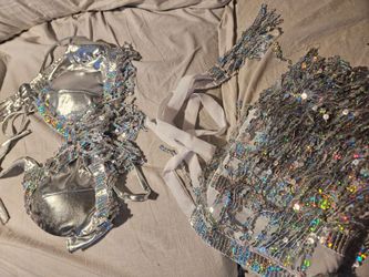 Silver Sequin Fringe Festival Costume Set