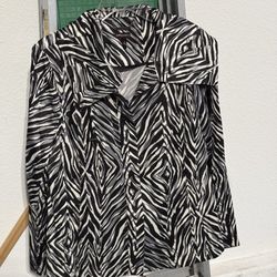 Women’s Dana Buchman Zebra Print Zip Up Windbreaker Jacket Size L