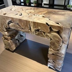 One-of-a-Kind Teak Root Console Table – Stunning natural design made from reclaimed teak root. Solid, sturdy, and full of unique character. Perfect fo