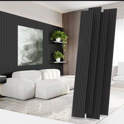 4 Pack Wooden Wall Panels, 92.5 × 12.6 Inch Wood Slat Acoustic Wall Panels, Soundproof Panels, 3D Grooved Panels for Wall Decoration Brand New E478