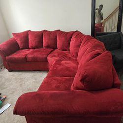 Red Suede Couch $300