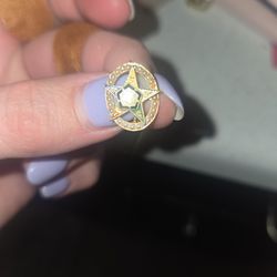 14K Gold Mason Eastern Star Pin with Seed Pearl Design not scrap