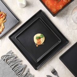 Stone lain Grace Square Stoneware Dinnerware Set, 12 Piece Service For 4, Black 