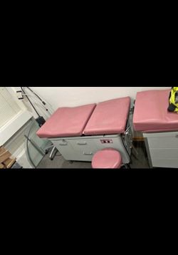 Pink medical bed