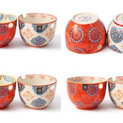Yokohama Studio Miyabi Hand Painted Ceramic Bowls Set of 2