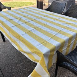 Lemon Yellow Stripe Tablecloth 